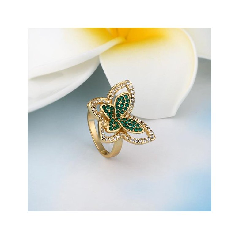 Wholesale Trendy 24K Gold Insect Green Rhinestone Ring TGGPR1177 2
