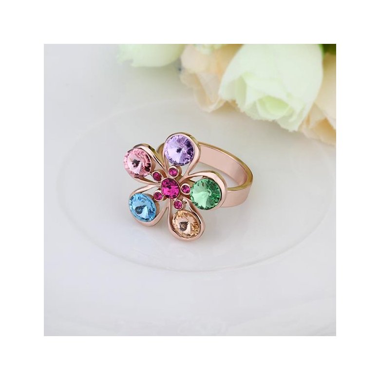 Wholesale Trendy Rose Gold Plant Multi Crystal Ring TGGPR1212 0