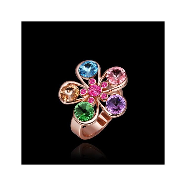 Wholesale Trendy Rose Gold Plant Multi Crystal Ring TGGPR1212 1