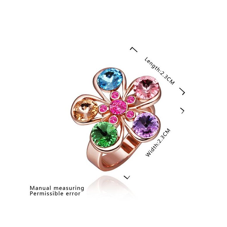 Wholesale Trendy Rose Gold Plant Multi Crystal Ring TGGPR1212 2