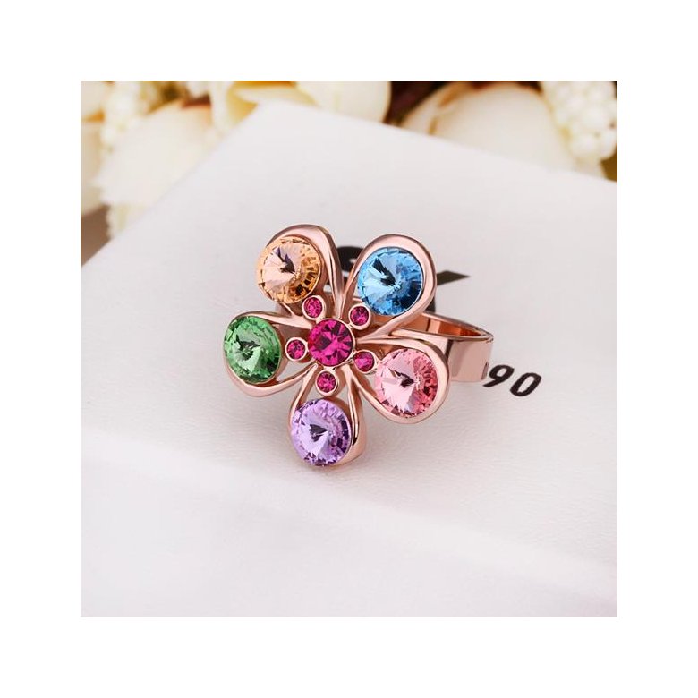 Wholesale Trendy Rose Gold Plant Multi Crystal Ring TGGPR1212 4