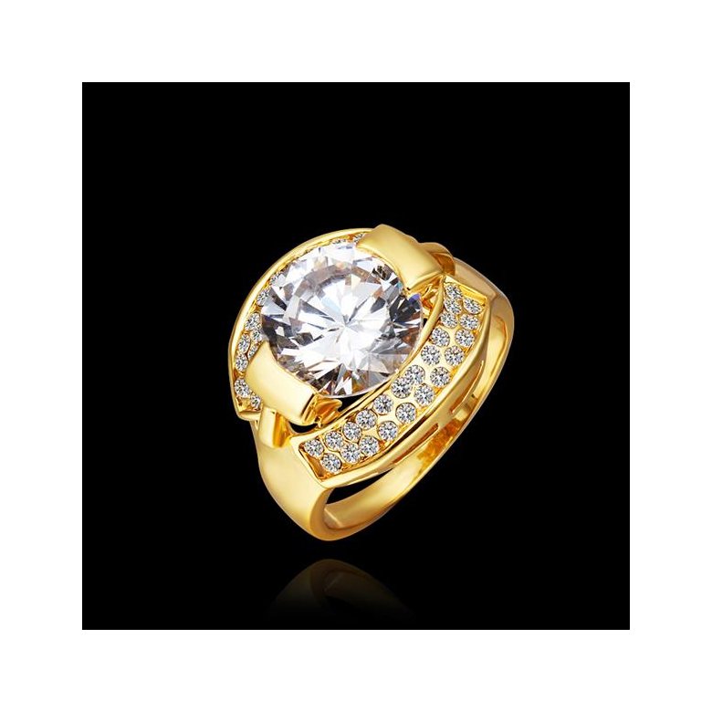 Wholesale Trendy 24K Gold Round White CZ Ring TGGPR1252 0