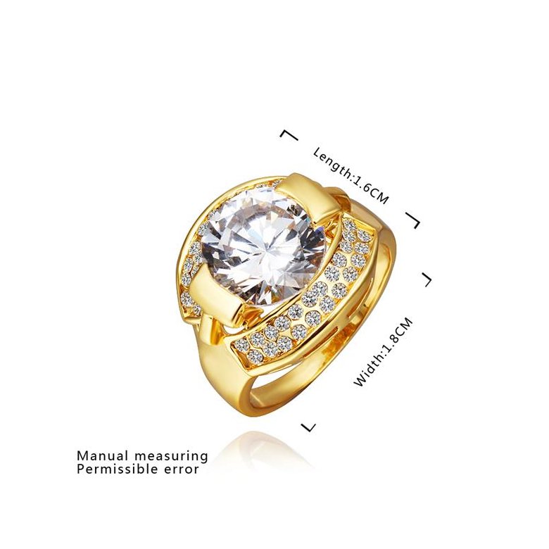 Wholesale Trendy 24K Gold Round White CZ Ring TGGPR1252 1