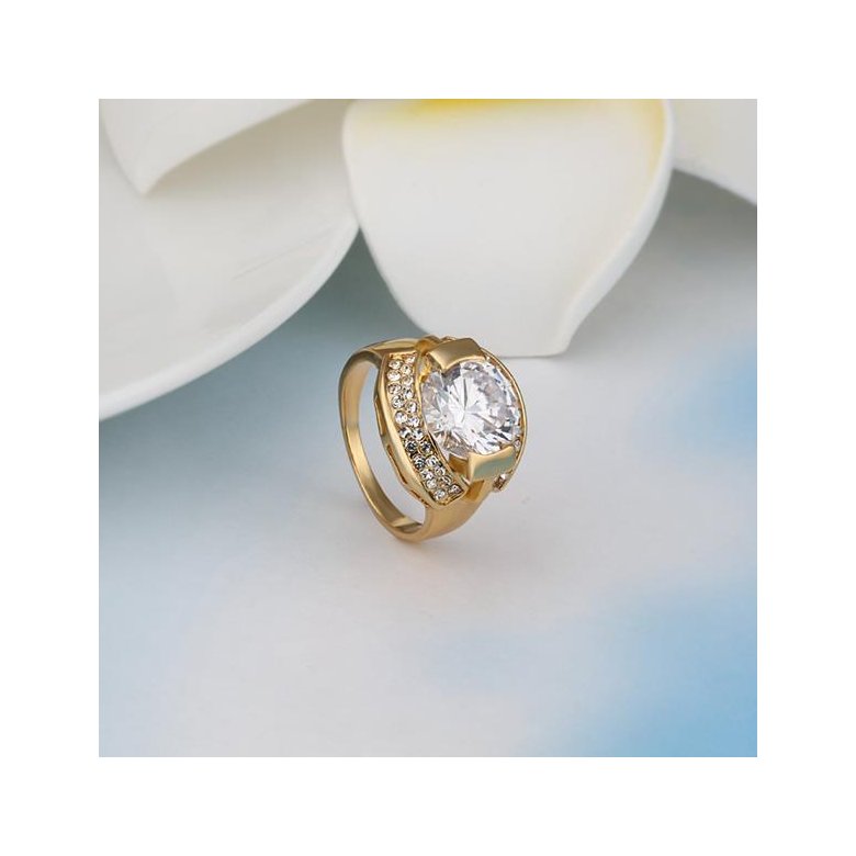 Wholesale Trendy 24K Gold Round White CZ Ring TGGPR1252 2