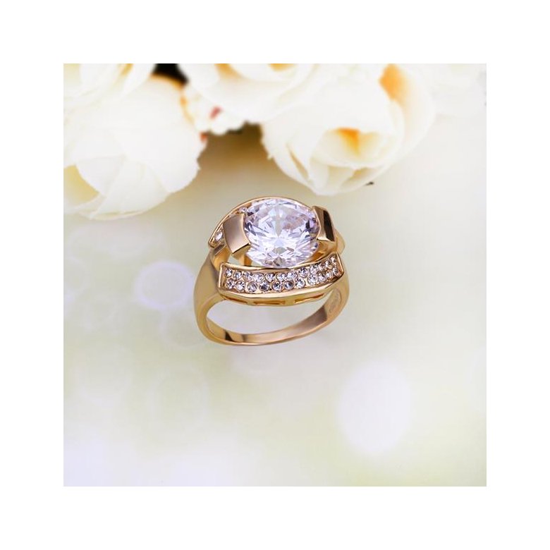 Wholesale Trendy 24K Gold Round White CZ Ring TGGPR1252 4