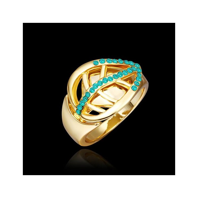 Wholesale Trendy 24K Gold Plant Green Crystal Ring TGGPR1316 0