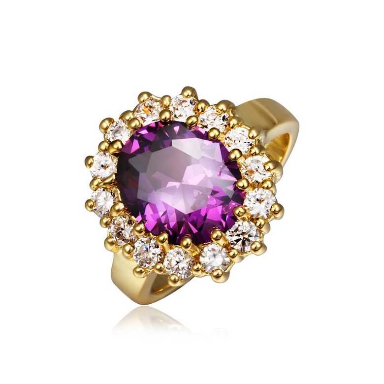 Wholesale Classic Rose Gold Round Purple CZ Ring TGGPR1330 0