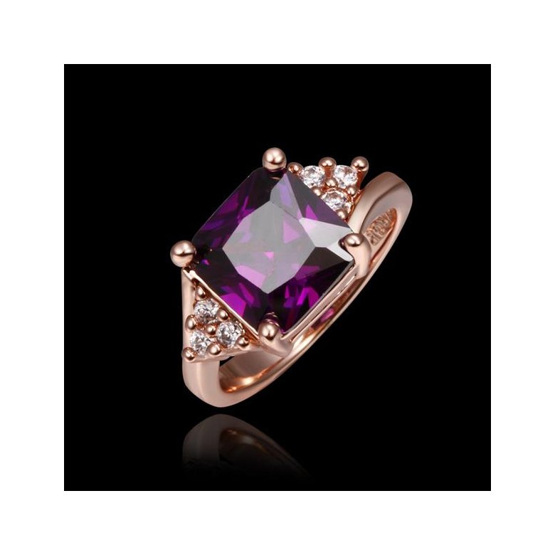 Wholesale Classic 24K Gold Round Purple CZ Ring TGGPR1418 0