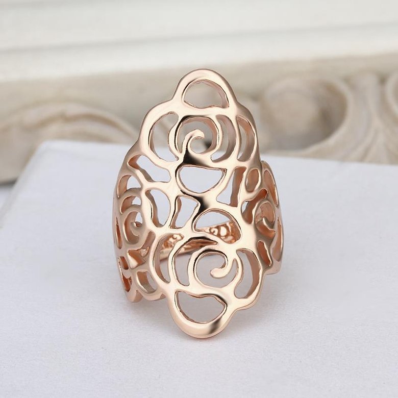 Wholesale Trendy Rose Gold Geometric White Rhinestone Ring TGGPR1480 1