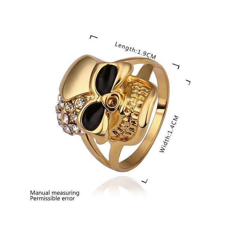 Wholesale Classic Fashion Skull Punk Skeleton Jewelry Trendy 24K Gold Skeleton White Crystal Ring TGGPR267 3