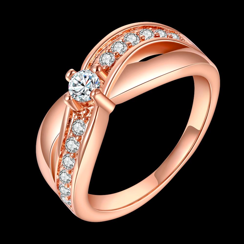 Wholesale Luxury  Design rose gold Geometric White CZ Ring  Vintage Bridal Round Engagement Ring TGGPR317 1