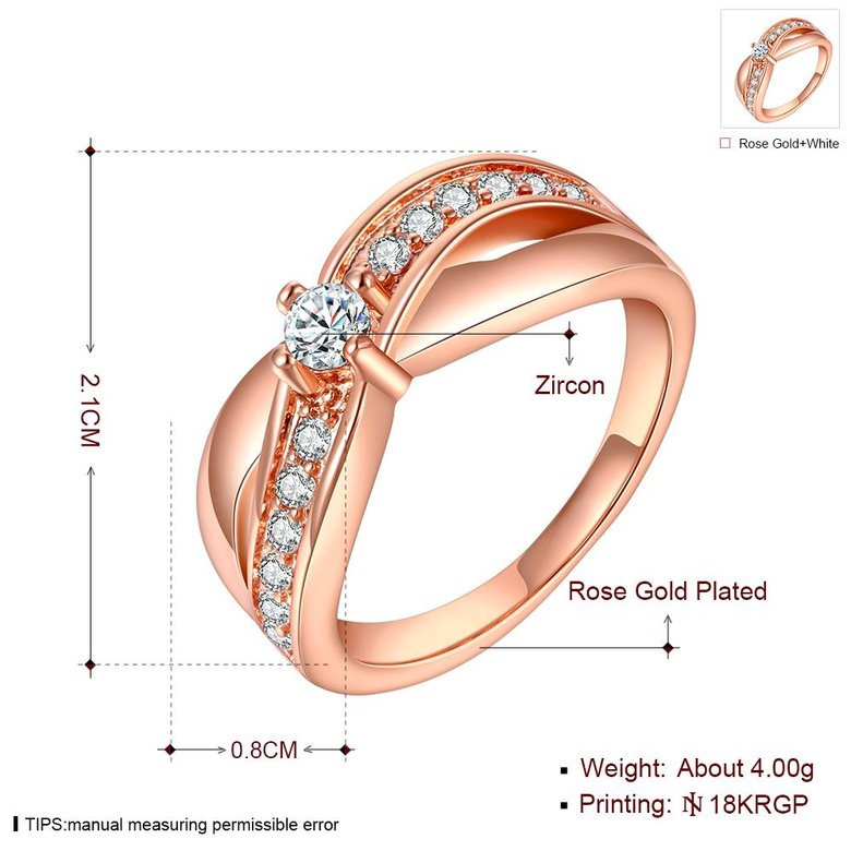 Wholesale Luxury  Design rose gold Geometric White CZ Ring  Vintage Bridal Round Engagement Ring TGGPR317 2