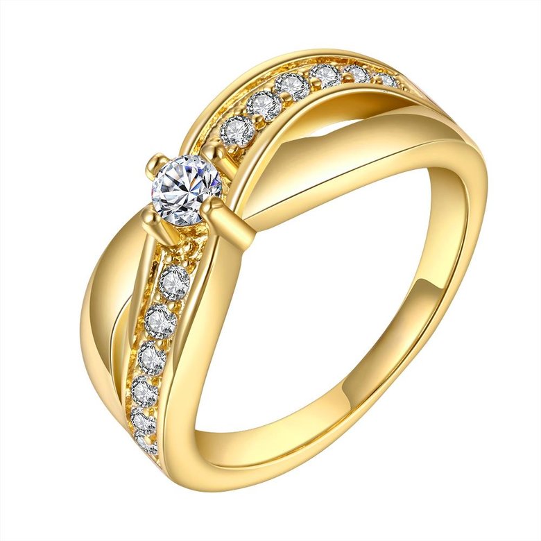 Wholesale Luxury  Design rose gold Geometric White CZ Ring  Vintage Bridal Round Engagement Ring TGGPR317 3