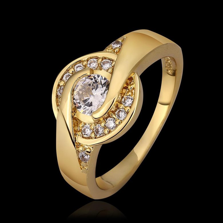 Wholesale Classic 24K Gold Moon White CZ Ring TGGPR386 0