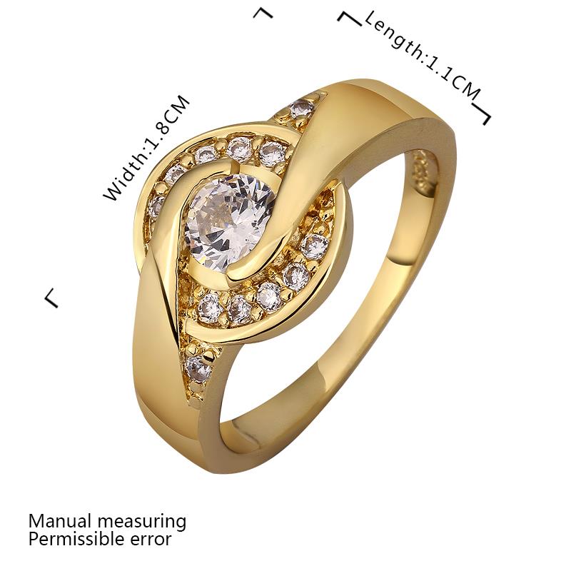 Wholesale Classic 24K Gold Moon White CZ Ring TGGPR386 1