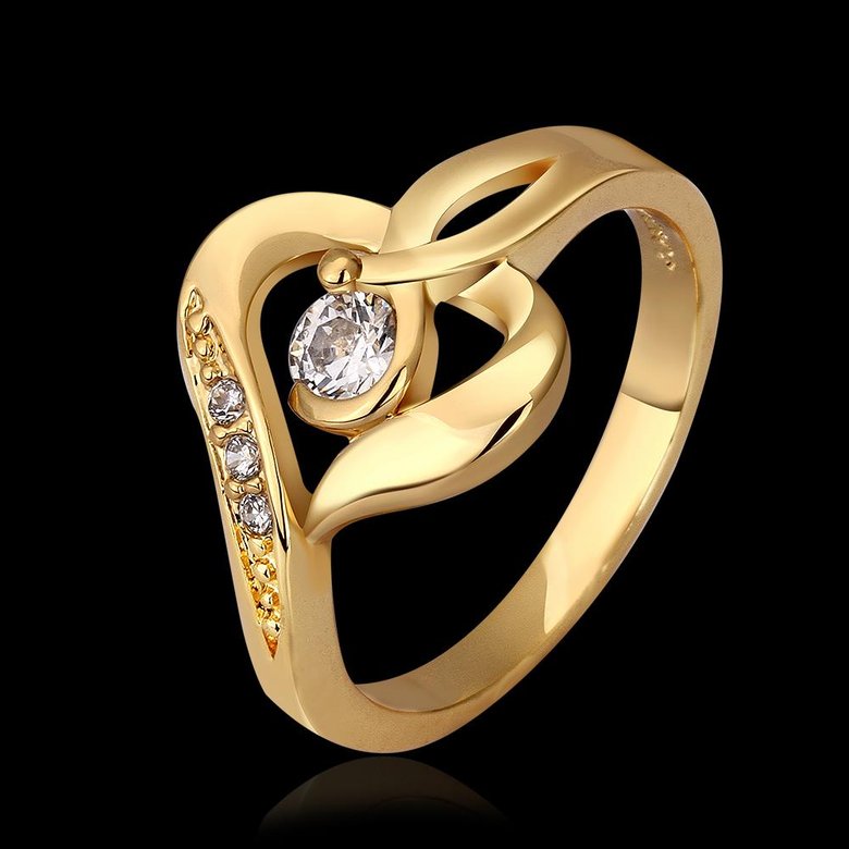 Wholesale Romantic 24K Gold Round White CZ Ring TGGPR464 0