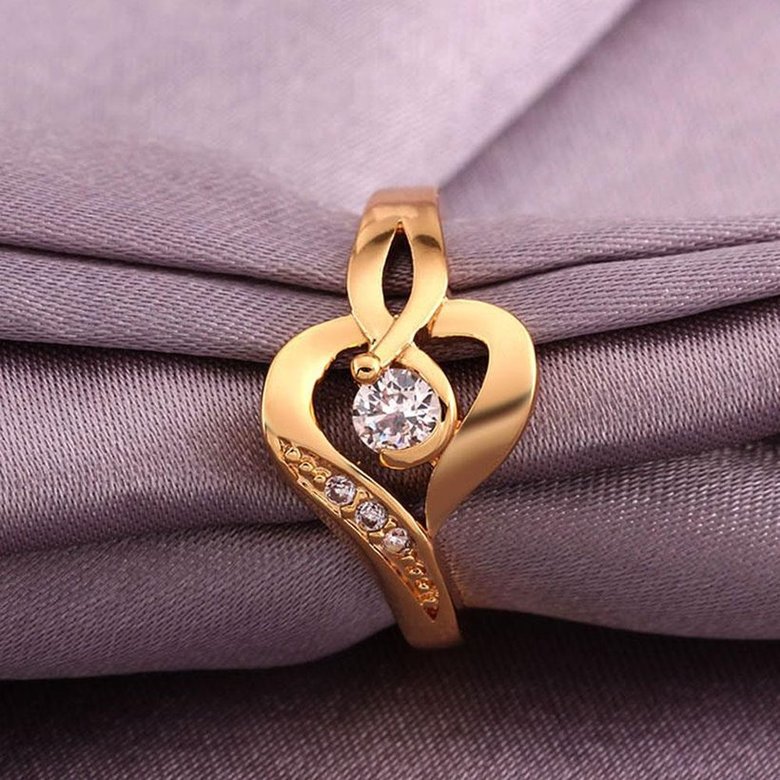 Wholesale Romantic 24K Gold Round White CZ Ring TGGPR464 2