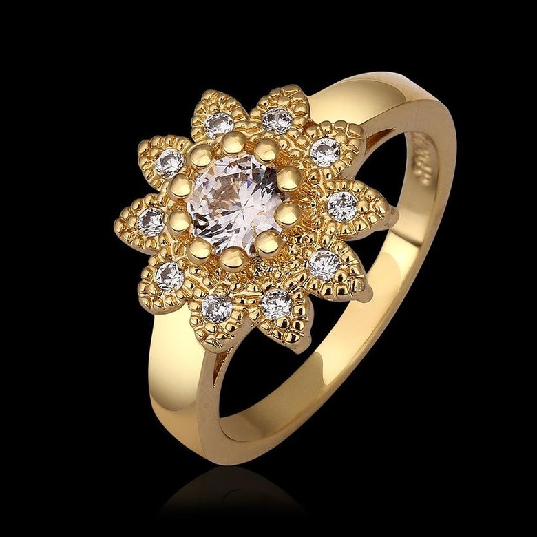 Wholesale Romantic 24K Gold Round White CZ Ring TGGPR479 0