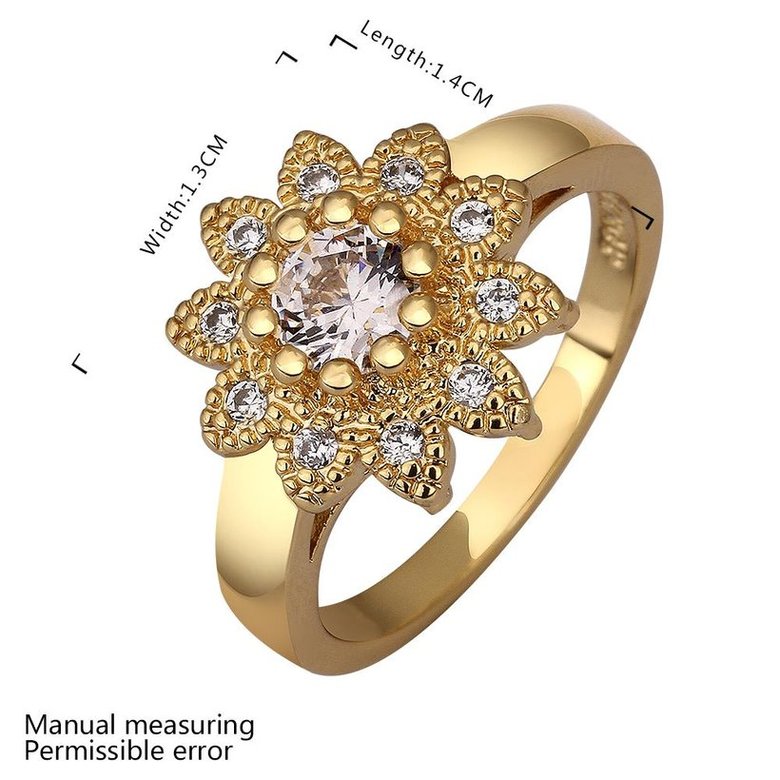 Wholesale Romantic 24K Gold Round White CZ Ring TGGPR479 1