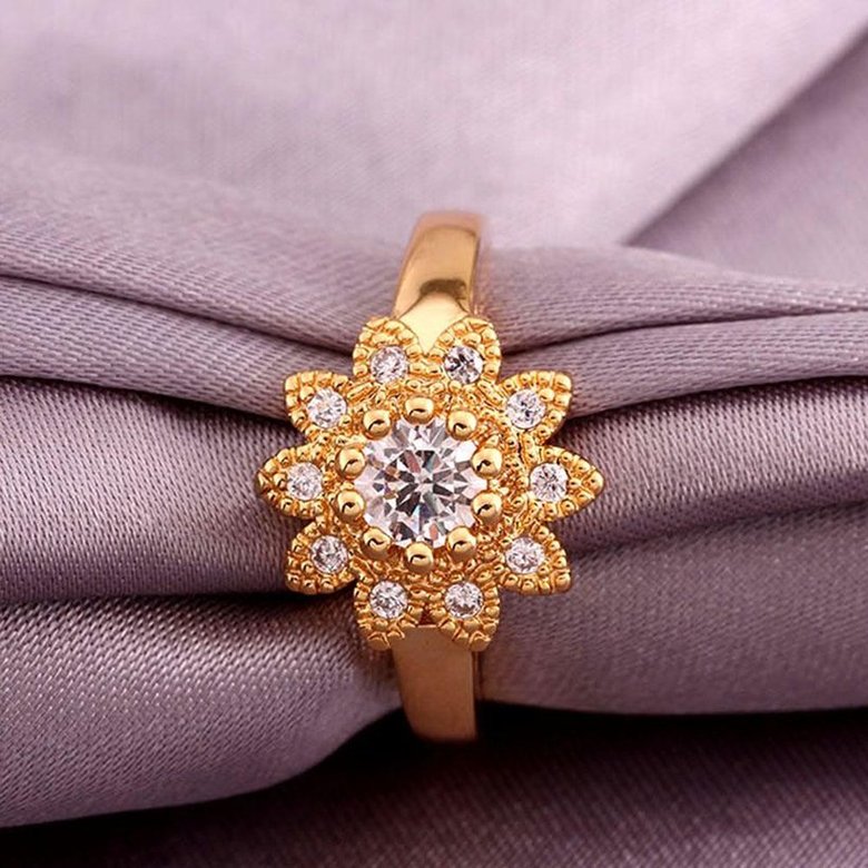 Wholesale Romantic 24K Gold Round White CZ Ring TGGPR479 2