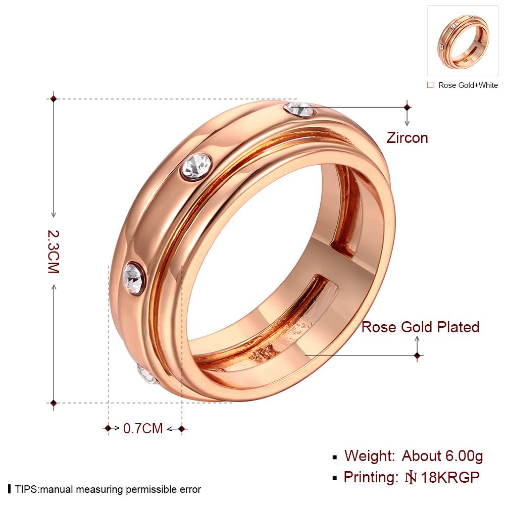 Wholesale Trendy Rose Gold Round White Rhinestone Ring TGGPR508 1
