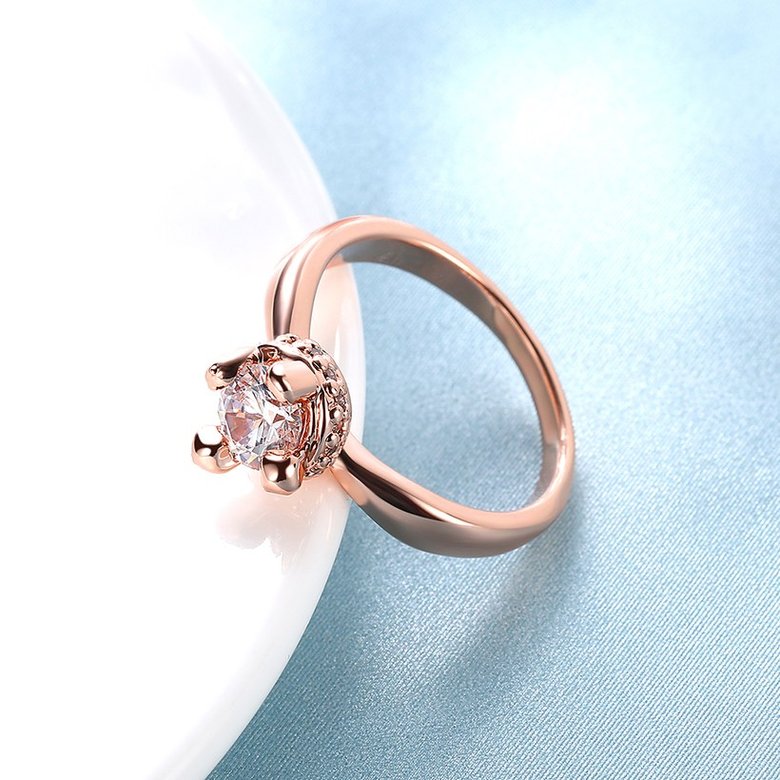 Wholesale Romantic Rose Gold Round White CZ Ring TGGPR528 0