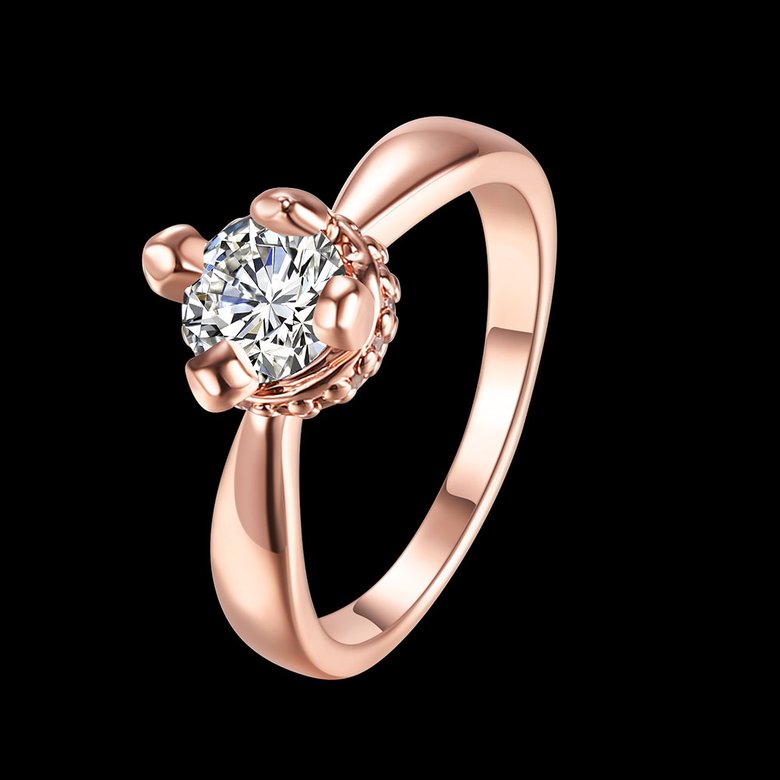 Wholesale Romantic Rose Gold Round White CZ Ring TGGPR528 2