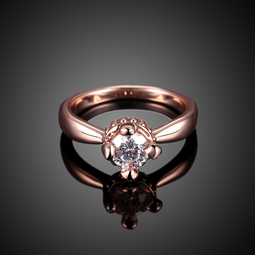 Wholesale Romantic Rose Gold Round White CZ Ring TGGPR528 4