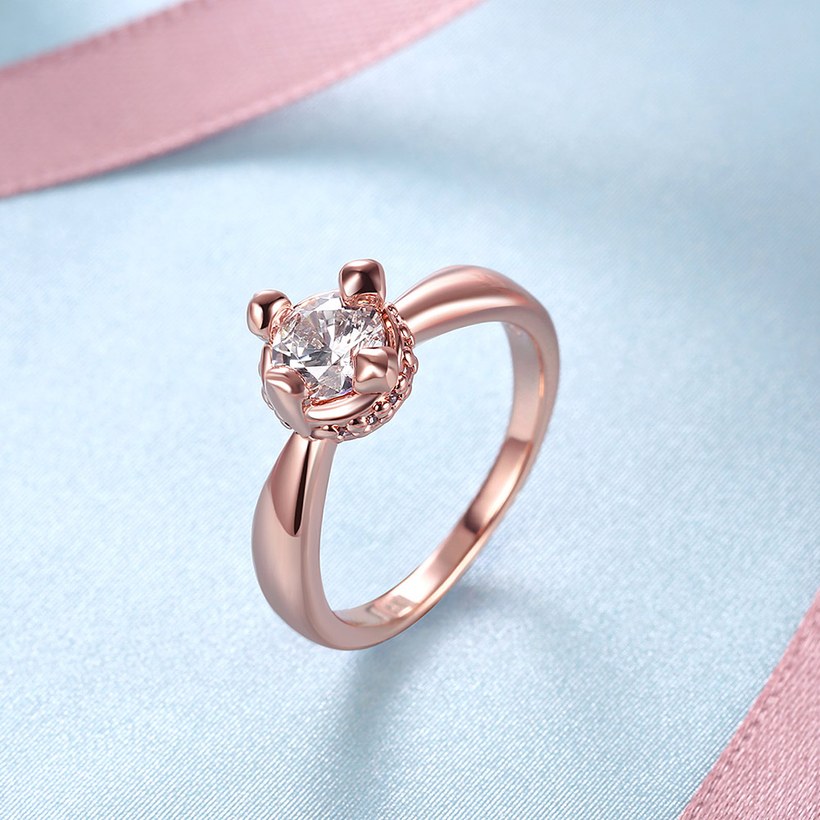 Wholesale Romantic Rose Gold Round White CZ Ring TGGPR528 5