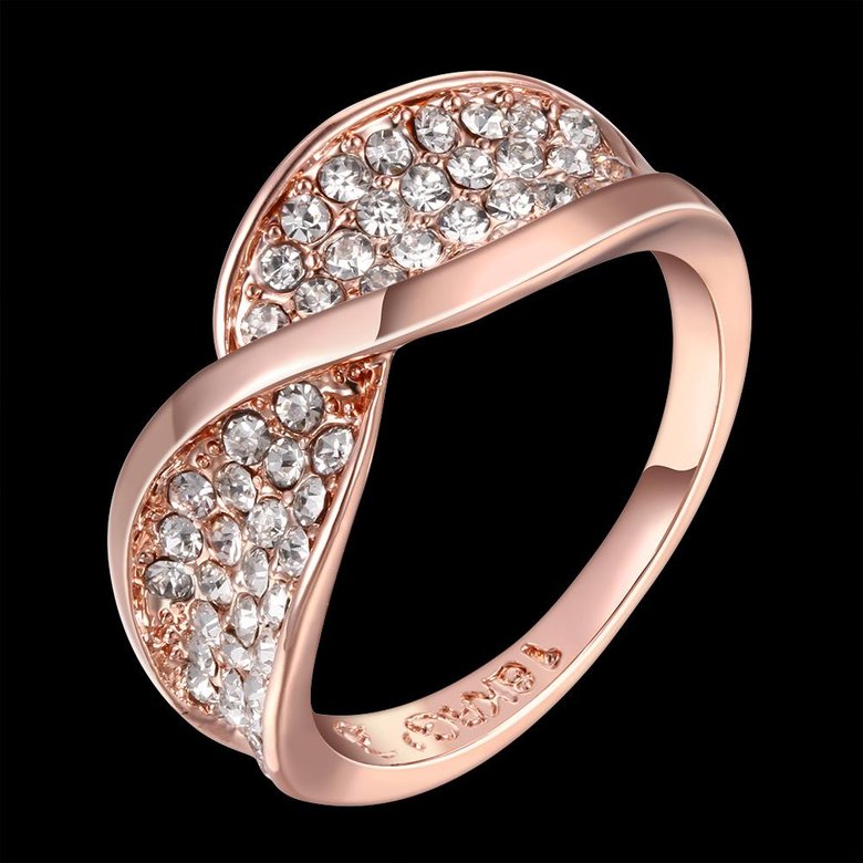 Wholesale Trendy Rose Gold Geometric White Rhinestone Ring TGGPR656 0