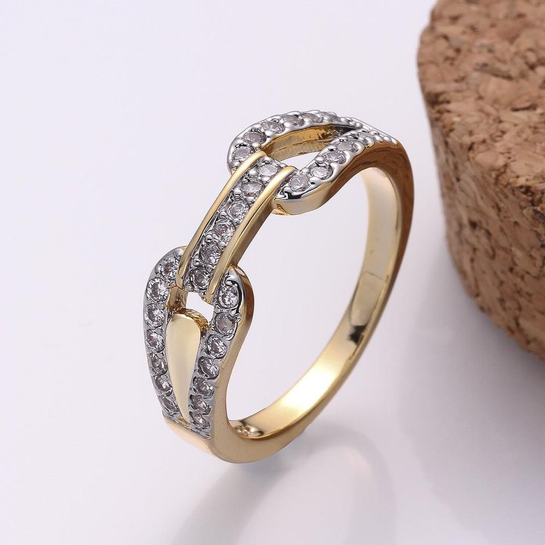 Wholesale Trendy 24K Gold Round White CZ Ring TGGPR749 0