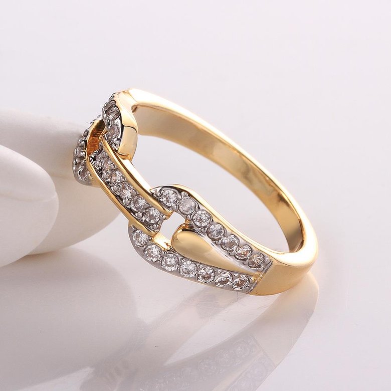 Wholesale Trendy 24K Gold Round White CZ Ring TGGPR749 1