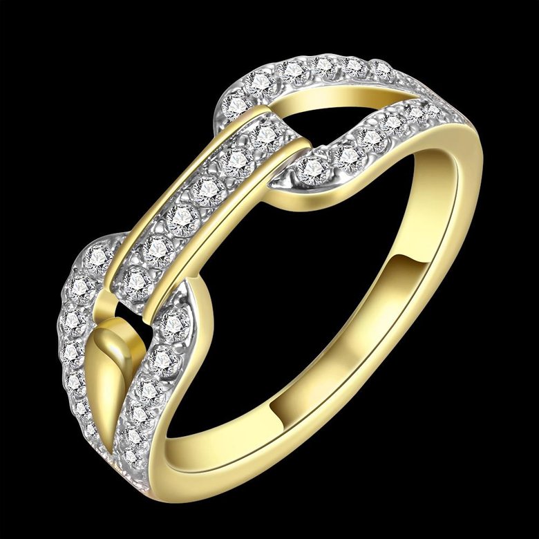 Wholesale Trendy 24K Gold Round White CZ Ring TGGPR749 3