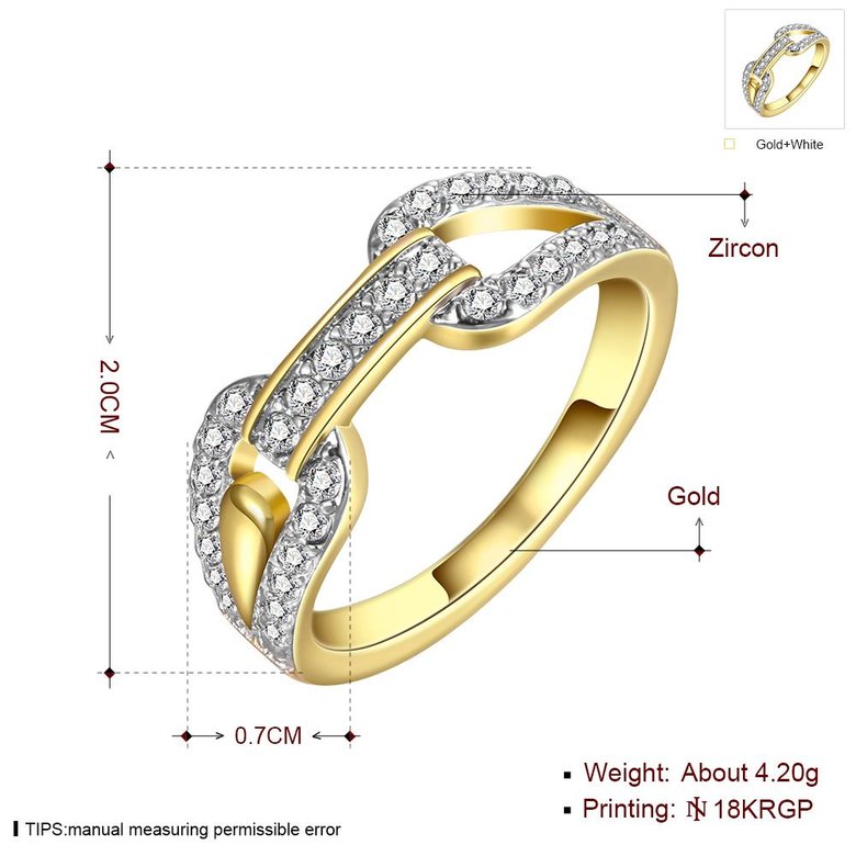 Wholesale Trendy 24K Gold Round White CZ Ring TGGPR749 4