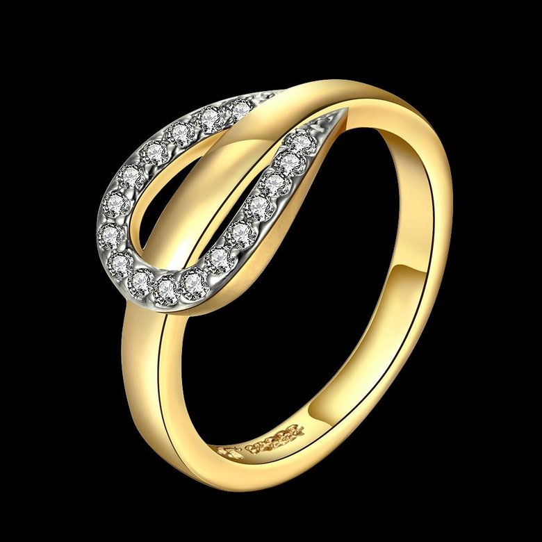 Wholesale Classic 24K Gold Round White CZ Ring TGGPR752 0
