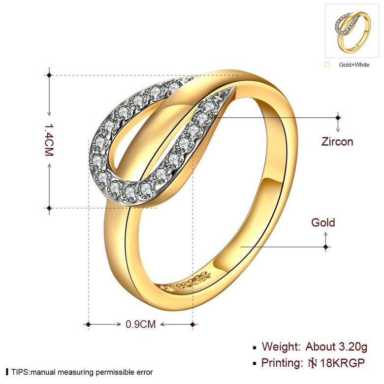 Wholesale Classic 24K Gold Round White CZ Ring TGGPR752 1