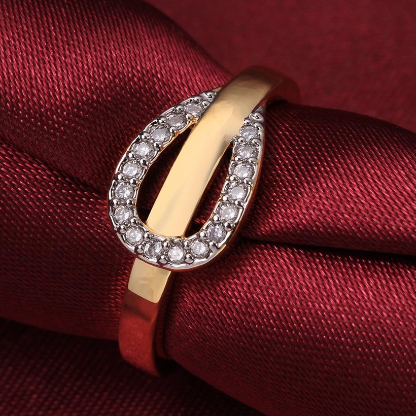 Wholesale Classic 24K Gold Round White CZ Ring TGGPR752 2