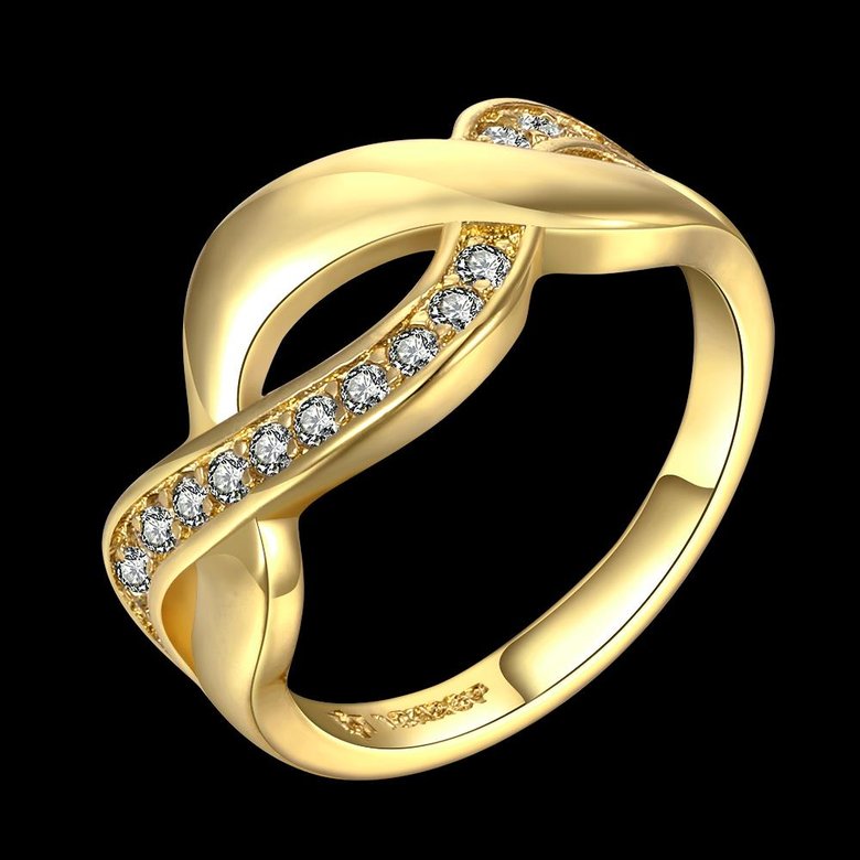 Wholesale Trendy 24K Gold Round White CZ Ring TGGPR758 0