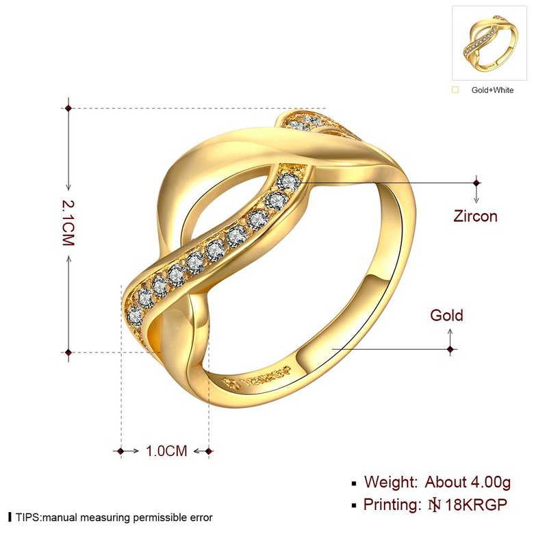 Wholesale Trendy 24K Gold Round White CZ Ring TGGPR758 1