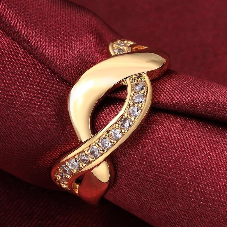 Wholesale Trendy 24K Gold Round White CZ Ring TGGPR758 2