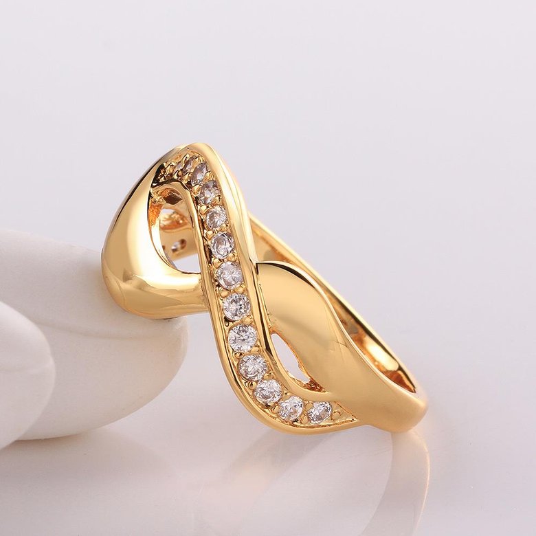 Wholesale Trendy 24K Gold Round White CZ Ring TGGPR758 4