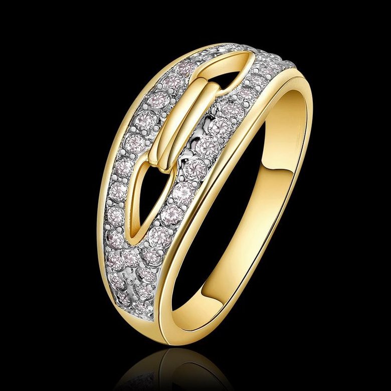 Wholesale Trendy 24K Gold Oval White CZ Ring TGGPR818 1