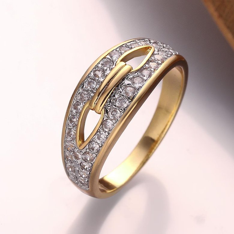 Wholesale Trendy 24K Gold Oval White CZ Ring TGGPR818 2