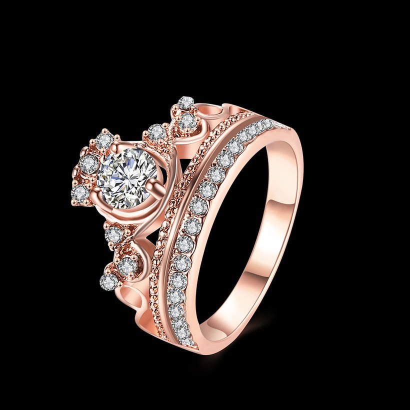 Wholesale Trendy Rose Gold Round White CZ Ring TGGPR843 0