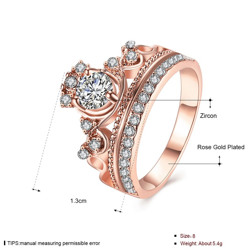 Wholesale Trendy Rose Gold Round White CZ Ring TGGPR843 1