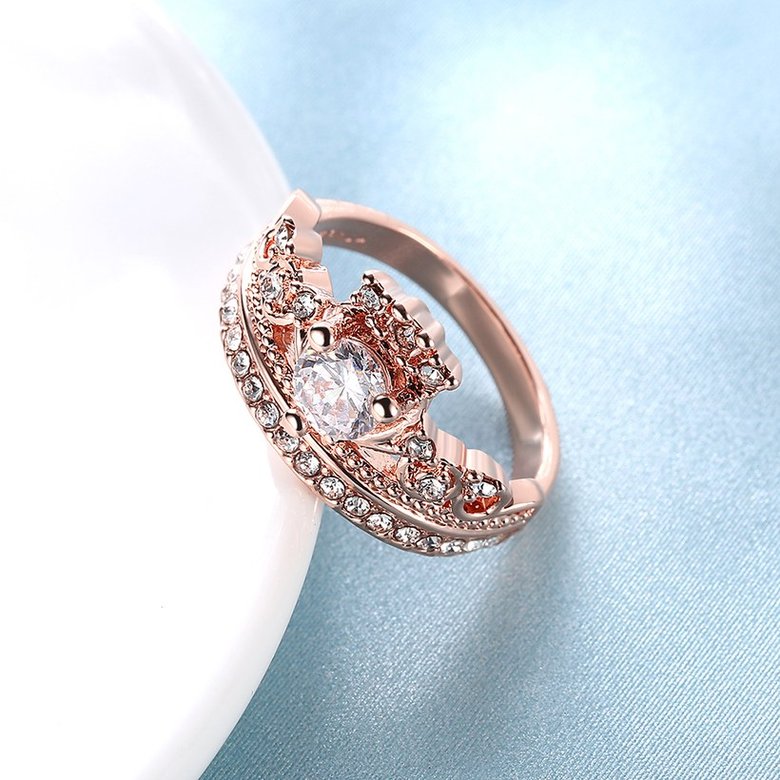 Wholesale Trendy Rose Gold Round White CZ Ring TGGPR843 3
