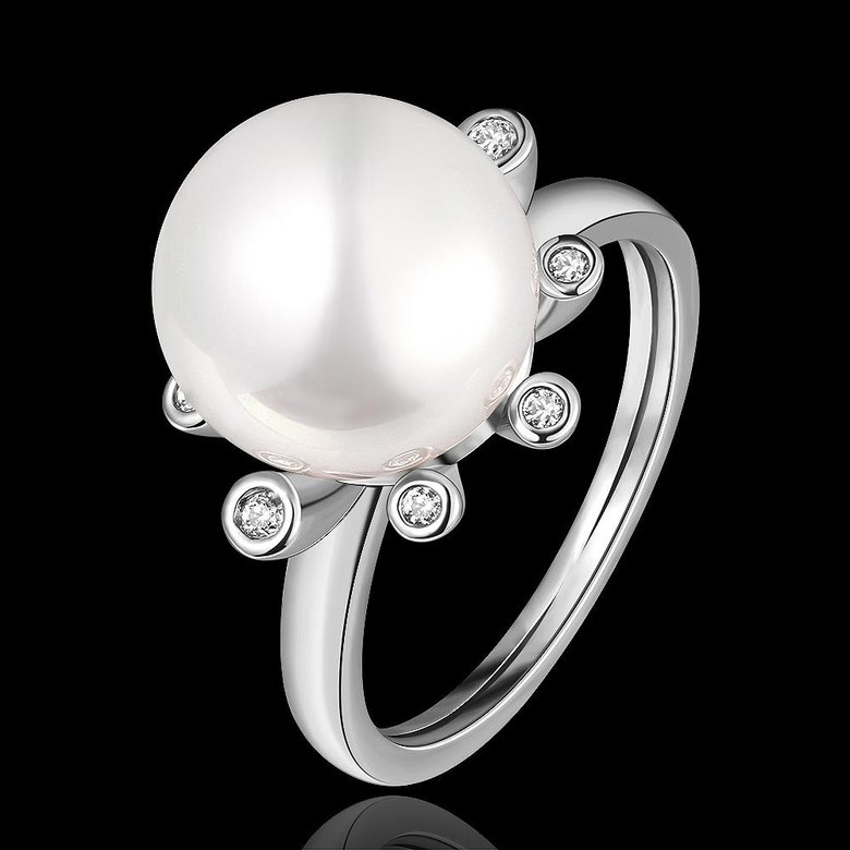 Wholesale Romantic Platinum Round White pearl Ring TGGPR852 0