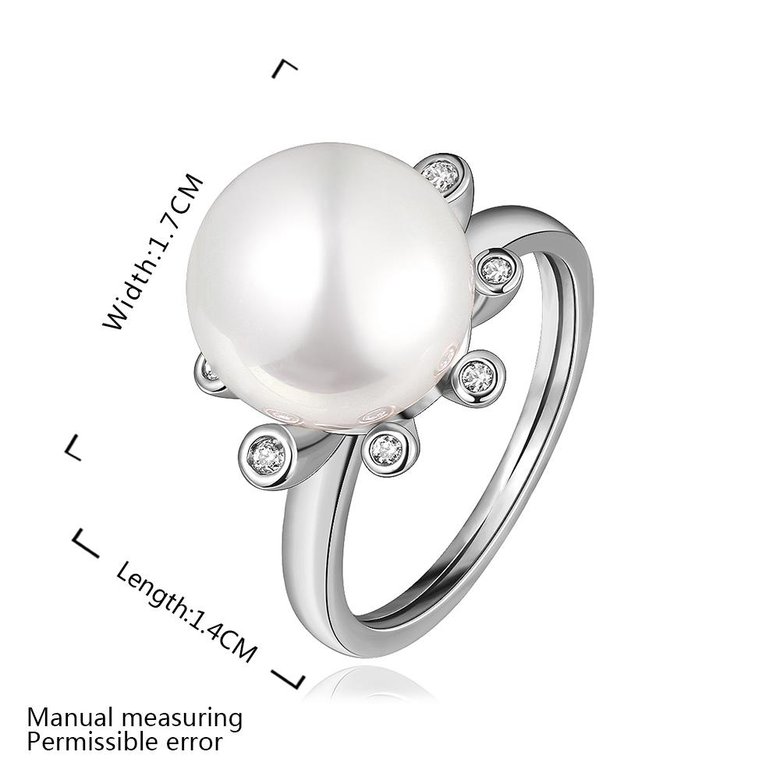 Wholesale Romantic Platinum Round White pearl Ring TGGPR852 1