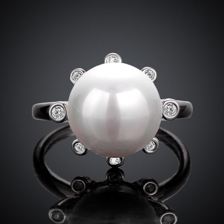 Wholesale Romantic Platinum Round White pearl Ring TGGPR852 3
