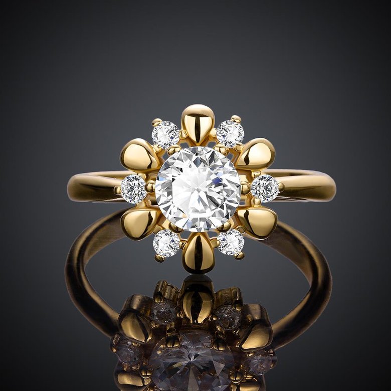 Wholesale Romantic 24K Gold Plant White CZ Ring TGGPR861 0